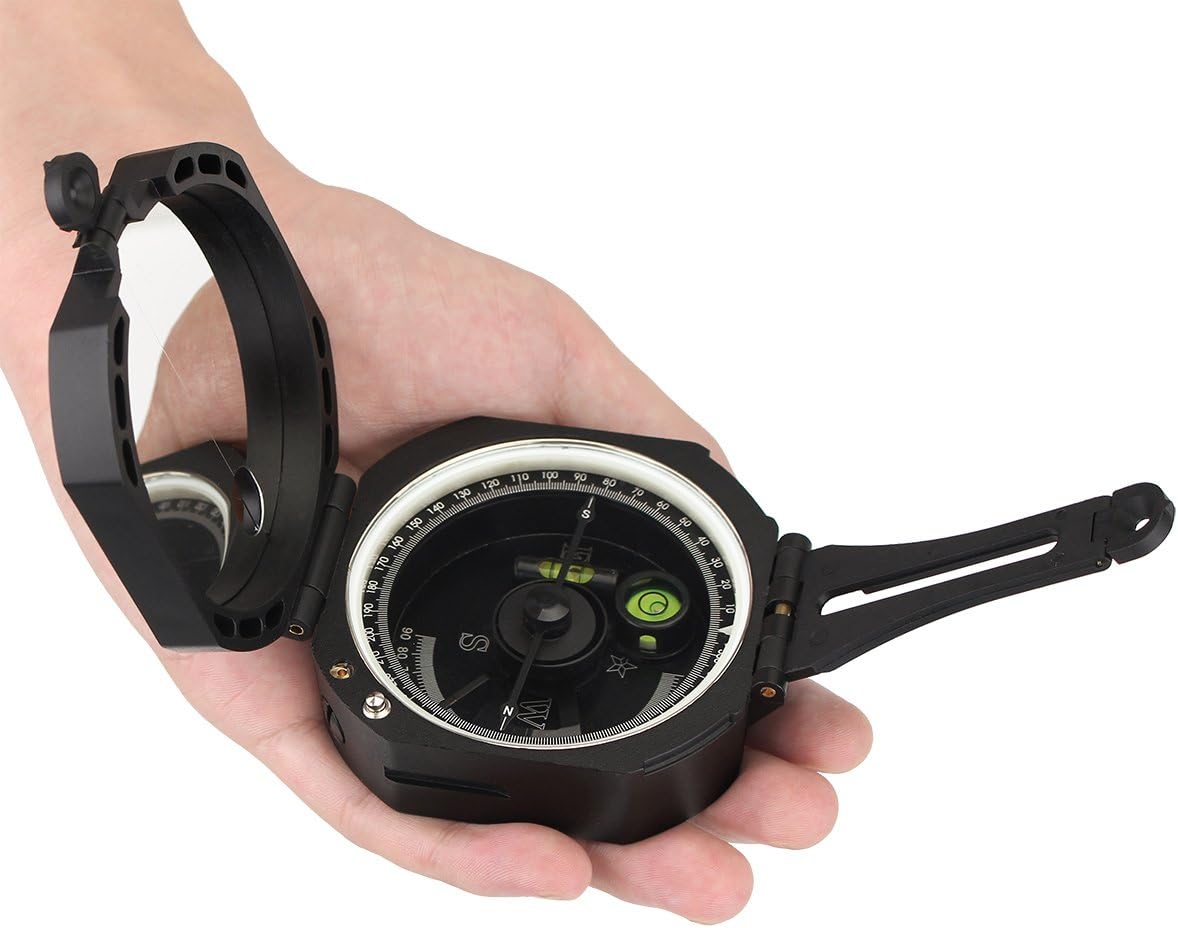 SVBONY Camping Military Compass Pocket Transit Multifunction Compass Lensatic Sighting Fluorescent Waterproof for Hunting Hiking with Strap