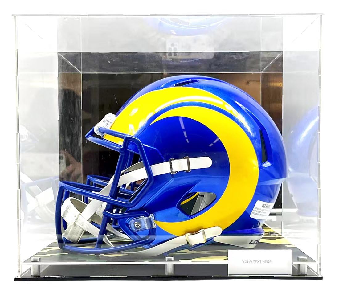 Football Helmet Acrylic Display Case Box Camouflage Camo Mirror Shoes Riser Showcase Shoes UV Protection Forest Army Clear 15x12x12