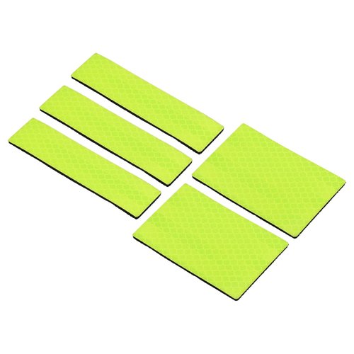 PATIKIL Reflective Patch 1"x4" 2"x3", 5 Pcs Hook & Loop Fastener Safety Appliques for Night Sportsperson Worker Hiker, Light Yellow