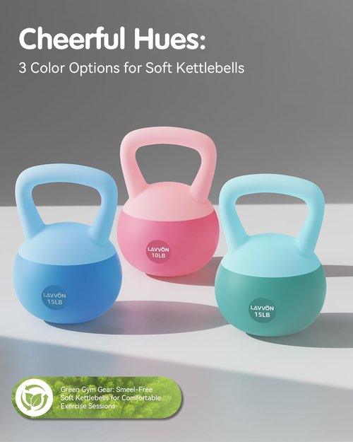 Soft Kettlebell - Cushioned Impact-Resistant Base and Anti-Slip, Kettle bell Anti-Slip Grip Weight for Home Workouts, Safe Strength Training Kettlebells Sets for Women & Men, With Non-slip Gloves (Pink, 10 LB)