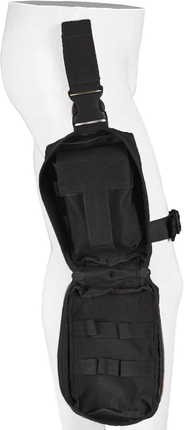 FOX OUTDOOR PRODUCTS Drop Leg First Responder System Pouch - Tactical Thigh & Belt Attach Accessory with Elastic Loops & Additional Rip Away Pouch