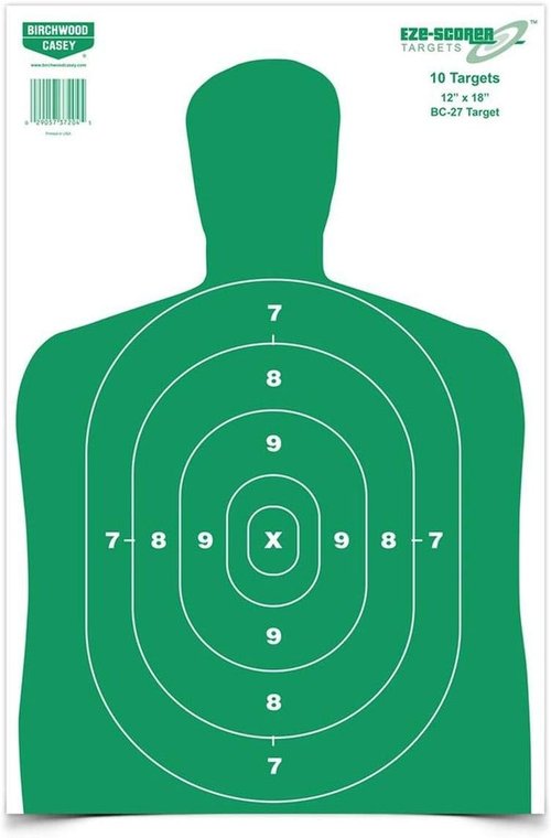 Birchwood Casey 12" x 18" Eze-Scorer BC-27 High-Contrast Silhouette Shoot-Up Brilliant White Paper Targets for Indoor and Outdoor Use, Color Options