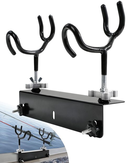 Boat Track System Rod Holder with Power Lock and Track Adapter - Compatible with Most Kayak Tracks - 360-Degree Adjustable Rotation and ALOCK Rod Secure Rig (2 Stand)