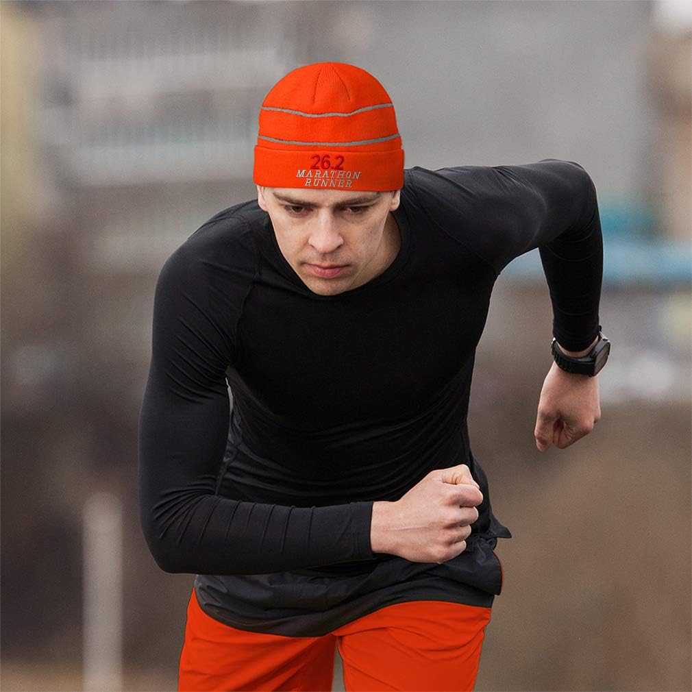 Reflective Beanie for Men & Women 26.2 Marathon Runner Run Embroidery 1 Size