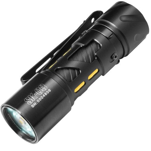 LOOP GEAR SK03 LED Rechargeable Flashlight, AA Rechargeable EDC Flashlight with Side Light and 4 Color Filters, 10 Modes, Super Bright Pocket Flashlight with Clip for Outdoor, Camping, Emergency