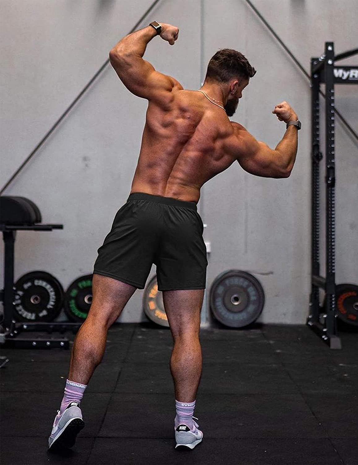COOFANDY Men's 3 Pack Gym Workout Shorts Quick Dry Training Bodybuilding Shorts Mesh Athletic Short Pants with Pocket