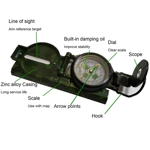 Military Compass, JYEASTZ Compass Military Grade for Hiking Survival, Waterproof Durable Boy Scout Compass Lensatic Compasses Multifunctional Outdoor Compass for Hunting Camping (Camouflage)