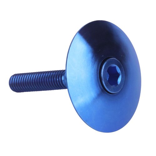UHDFBDHF Bike Headset Titanium Top Cap 1-1/8" with Ti Bolt M6 x 35mm (Blue)