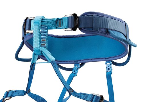 PETZL CORAX Comfortable and fully adjustable harness for gym and outdoor climbing, dual buckle waist, 2, navy blue