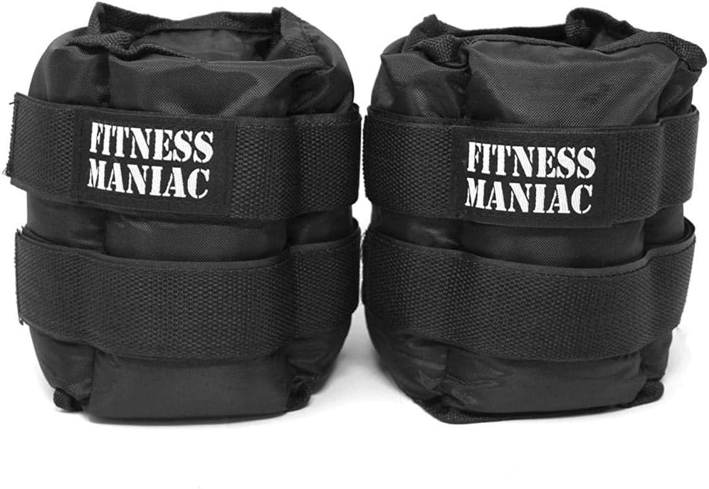Fitness Maniac Pro Ankle Weights for Women Men Double Straps 14 lbs (7 Pounds Per Ankle) Durable Set for Gym, Workout, Walking, Ab, Leg Exercises