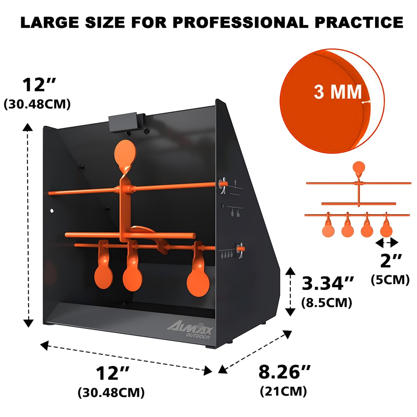 AIMAX OUTDOOR Pellet Gun Target Trap with Center Shot - 12pcs Paper Targets and 4 Resetting Metal Shooting Targets for Airgun, Rifle, Rimfire, Perfect for Backyard, Outdoor, Indoor Shooting Practice