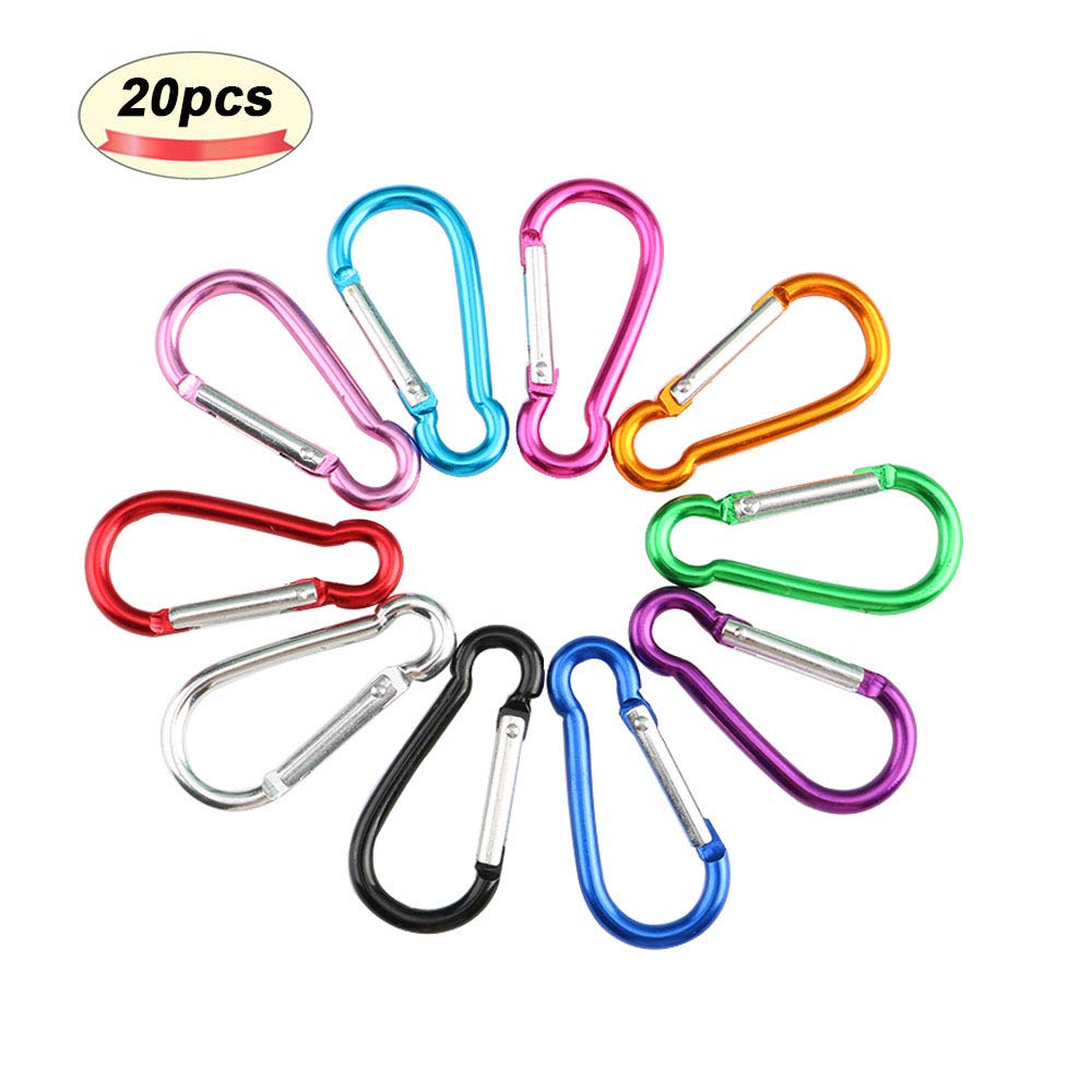 FULARR 20Pcs 5cm Locking Carabiner, Gourd-Shape Mini Carabiner Keychain, Aluminum Alloy Carabiner Snap Hook and Clip Hook, for Attaching Equipment to Backpack or Belt –– Not for Climbing!