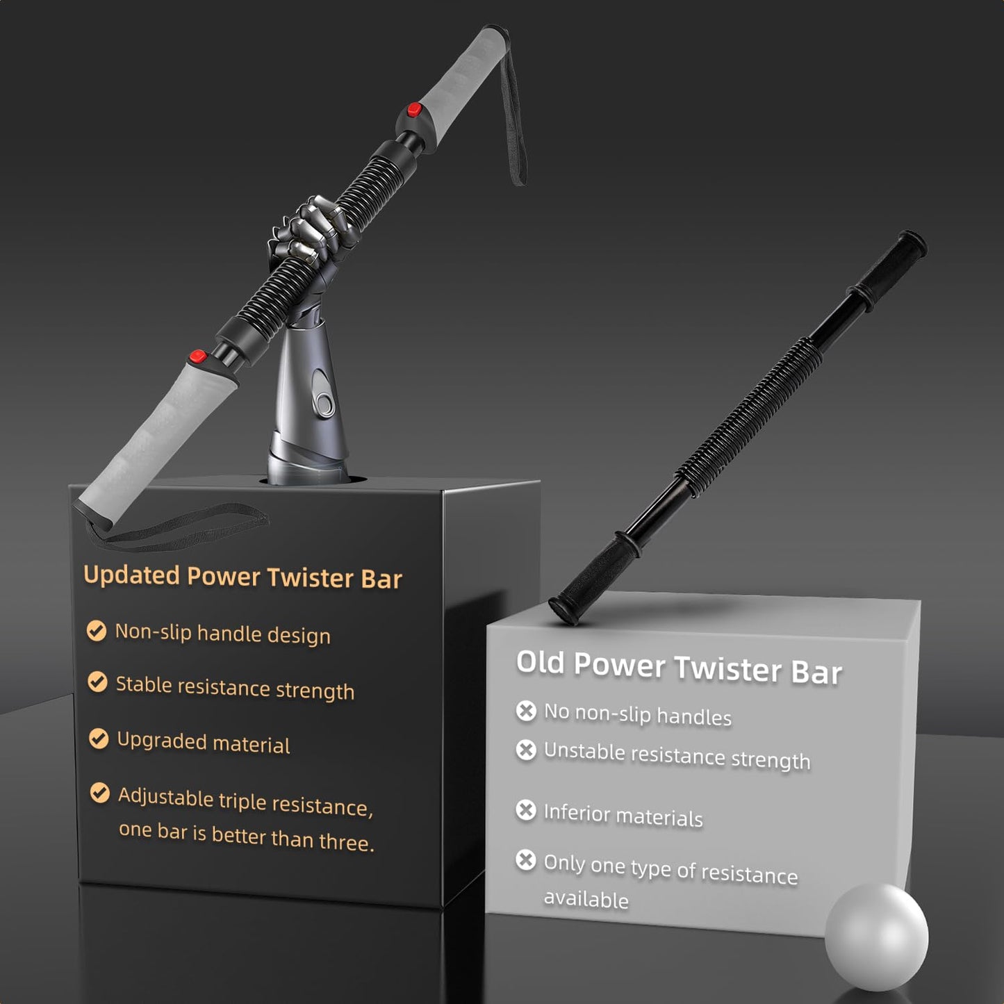 homimanor Adjustable Power Twister Bar - Chest Workout Equipment Arm Exerciser for Shoulder, Forearms, Biceps and Back, Home Gym Upper Body Workout Equipment for Men (44-88 lbs)