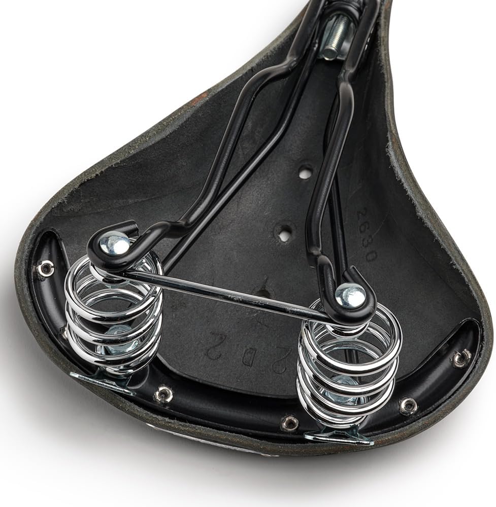 Brooks England B67 Short, Leather Bike Saddle with Suspension Springs