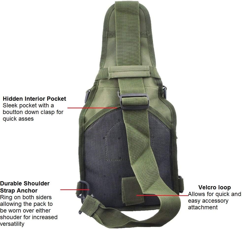 Military Tactical Sling Backpack for Outdoor Sports - FAMI Everyday Carry Bag (Black)