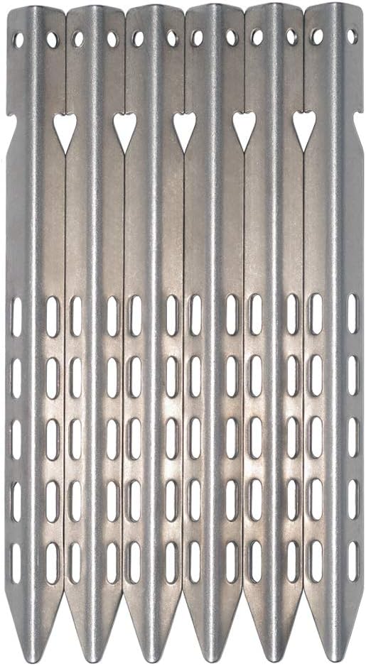 Ultralight Titanium Tent Stakes 6 Pack - V-Shaped Tent Pegs with Reflective Pull Cords - Made for Camping