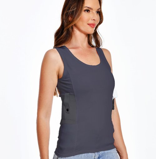 Concealed Carry Holster Tank Top - Everyday Conceal Carry Tactical Compression Bottom Shirts - Fits Small, Compact Equipment Black(L)