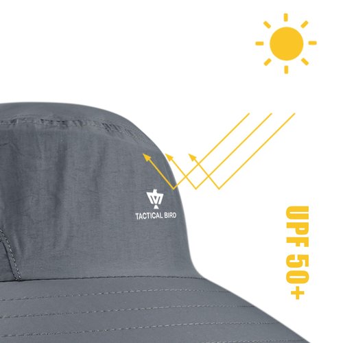 TACTICAL BIRD Fishing Hat, Sun Cap for Men Women, UPF 50+ UV Sun Protection Wide Brim Hat with Face Cover & Neck Flap, XL hat Khaki