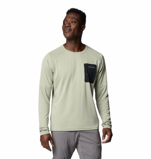 Columbia Men's Standard Tech Knit Long Sleeve Crew, Safari/Black