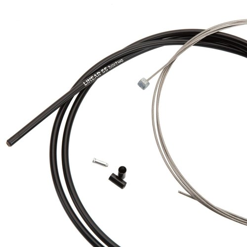 Box Two Linear Bicycle Brake Cable Housing Kit with 1 Set Bike Brake Line, 1 Piece Bike Cable Housing with 2 Alloy End Caps & 2 Brass Ferrule Compatible for All V Brakes | Black