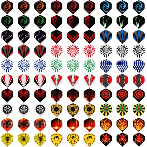 Accmor 90pcs Dart Flights Set - Black, Red & Yellow Standard Replacement Flights for Steel Tip & Soft Darts
