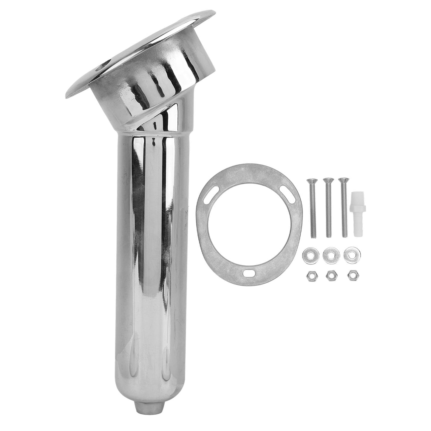 Generic Heavy Duty Stainless Steel Deluxe Rod Holders, 2 in 1 Flush Mount Fishing Rod Pole Holders, 0 15 30 Degree Boat Fishing Rod Cup Holder 280mm Round Top Cup Holder for Yacht Ship