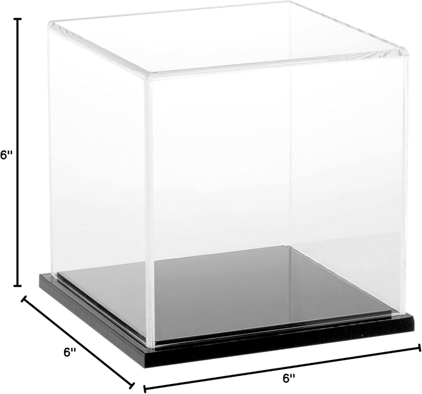 Plymor Clear Acrylic Display Case with Hardwood Base, 6" x 6" x 6"