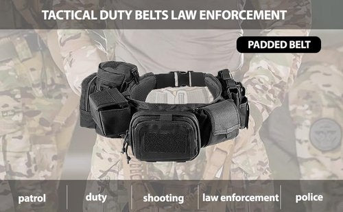 YAKEDA MolleTactical Belt for men-Battle Belt Duty Belt Law Enforcement Utility Belt Police Belt Set 5 PCS (Black)