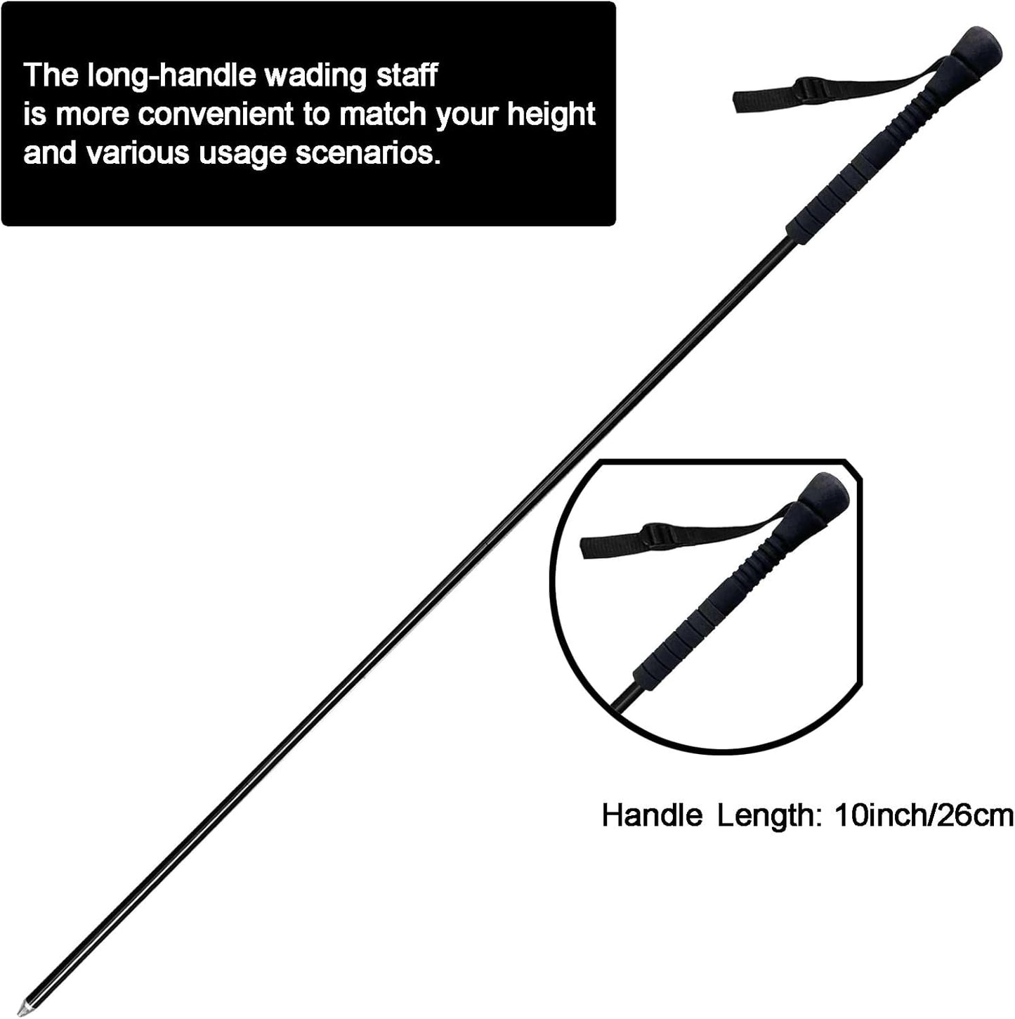 Aventik Fold-able Wading Staff Water Depth Safety Warning Sign Coated Stainless Steel Core T7075 Aluminum Body Corrosion Resistance