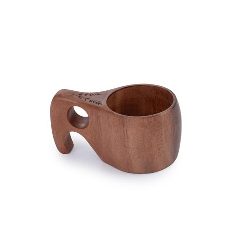 Barebones Kuksa Wooden Drinking Cup - Unique Acacia Mug with Nordic Style, Ergonomic Handle, Food-Safe Coating and Leather Cord - Versatile, Sustainable for Camping or Home (4 oz)