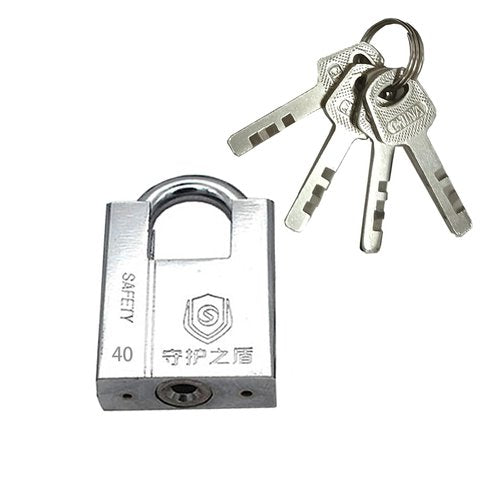 ZHEHUA 6mm Stainless Steel Chain & Lock Set for Bike, Motorcycle, Scooter, Gate, Grill - 40mm Shrouded Padlock with 4 Keys, 80cm Heavy-Duty Anti-Theft Security Chain (Silver)