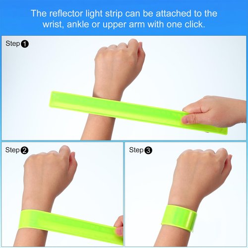 PATIKIL Reflective Slap Bands, 6 Pcs Reflector Band Snap Bracelet Armbands High Visibility Safety Reflectors Wrist Strap Strips for Night Jogging Cycling Running Hiking, Orange