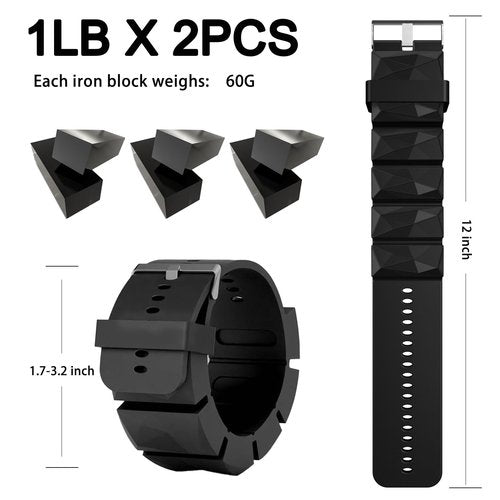 Wrist Weights for Women,Strong Arm Weights Set of 2(1Lbs Each),Skin friendly material,Adjustable size and weight,for Pilates,Running, Yoga,Swimming, Barre, Gym (Black)