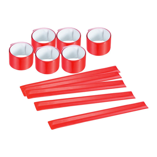 PATIKIL Reflective Bands, 12 Pcs High Visibility Reflective Arm Wrist Ankle Band Safety Reflector Strips for Night Running Cycling, Red