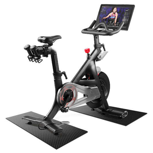 Bike Exercise Mat for Carpet & Hardwood Floors - Treadmill, Gym Equipment, Indoor Exercise, Fitness, Stationary Bike (Black, 12" 25" (2 Mats))
