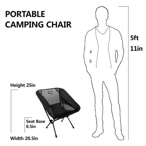 HIBLE Carbon Fiber Folding Camping Chair, Ultra-Light Portable Camp Chair for Hiking, Beach, Fishing, Stable Backpacking Chair (Supports 265 Lbs)