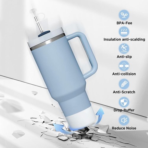 Heelay Stanley Cup Accessories 10 Pcs, Including 4 Straw Cover Cap, 2 Square Spill Stopper, 2 Round Leak Stopper, 2 Pcs Silicone Boot for Stanley Quencher ProTour 30oz and other 30oz/40oz/20oz Tumbler