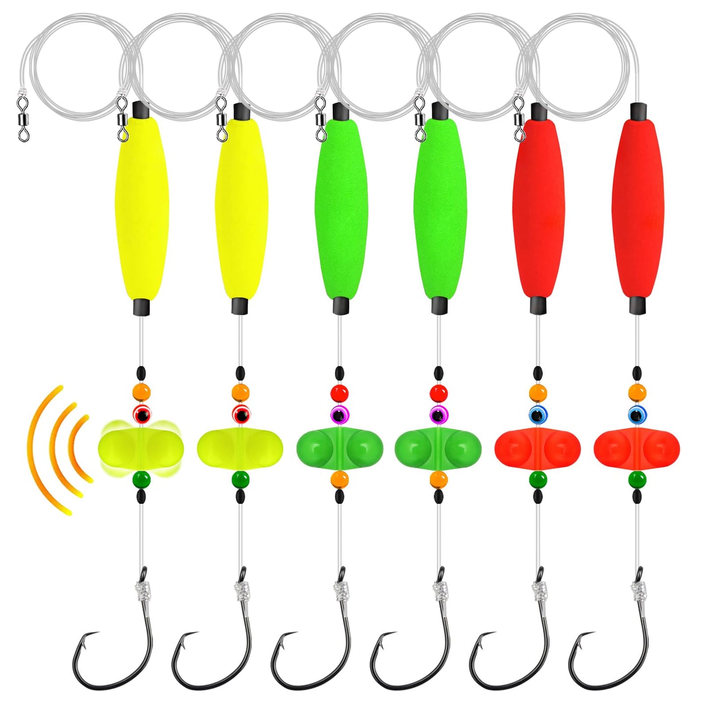 SIWRIOM Catfish Rigs Catfish Float Rigs 6PCS Catfishing (A-Double Rattle-7/0 Hook * 6PCS)