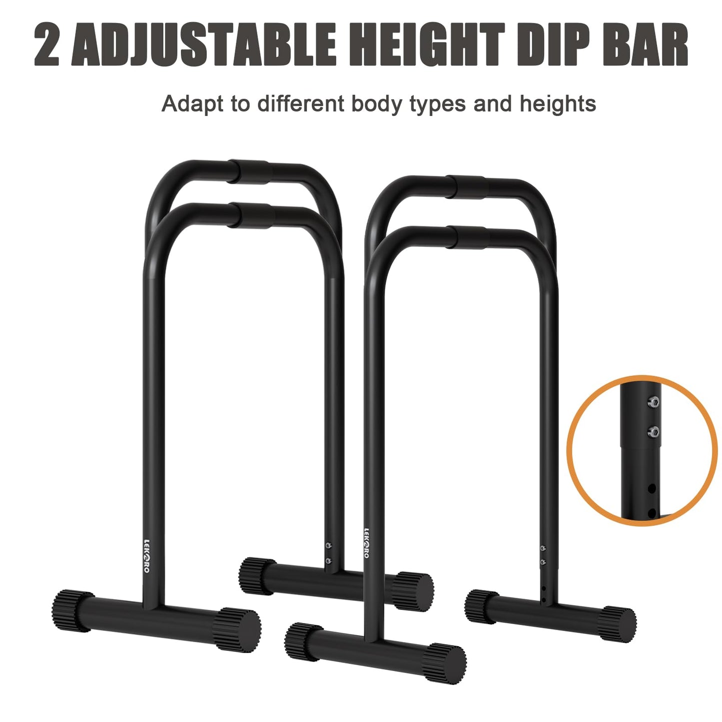 Adjustable Dip Bar, Dip Stand Station, Strength Training Founctional Dip Bar for Home, Portable Dip Bar, Fitness Equipment, Push Up Stand (Black)