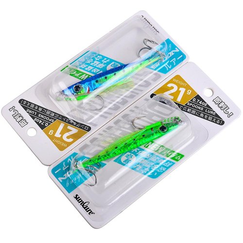 Sunlure Saltwater Fishing Jigs - Jig Fishing Vertical Jig Speed Slow Pitch Jigging Spoon Hard Bass Fishing Lure - Blade Baits Lures with Assist Hook Paillette Artificial Fishing Lures 5pcs/Set 1.4oz