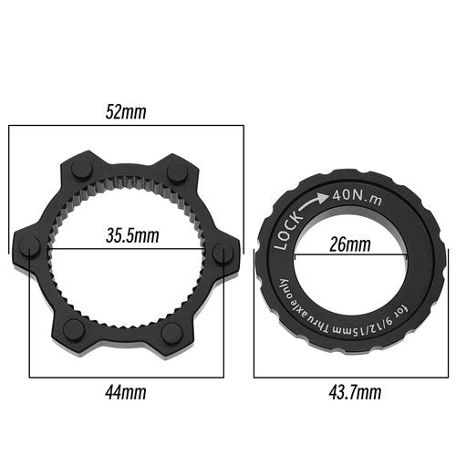 ECSiNG Brake Center Lock Replacement Compatible with Shimano Center-Lock Hubs Aluminum Alloy Bicycle Centerlock Adapter Accessories Black