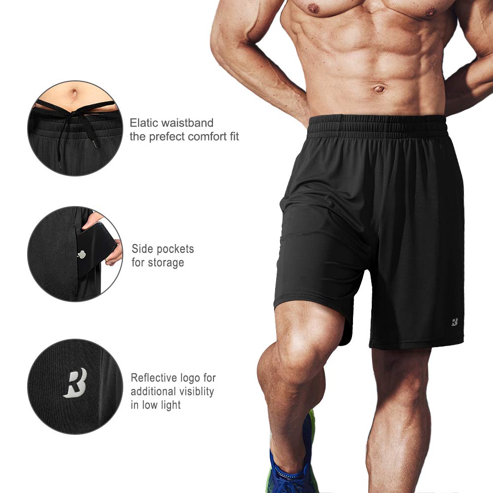 Roadbox Workout Shorts for Men Athletic Gym Running Basketball Quick Dry Short 7 Inch with Pockets for Fitness Sports 2 Pack