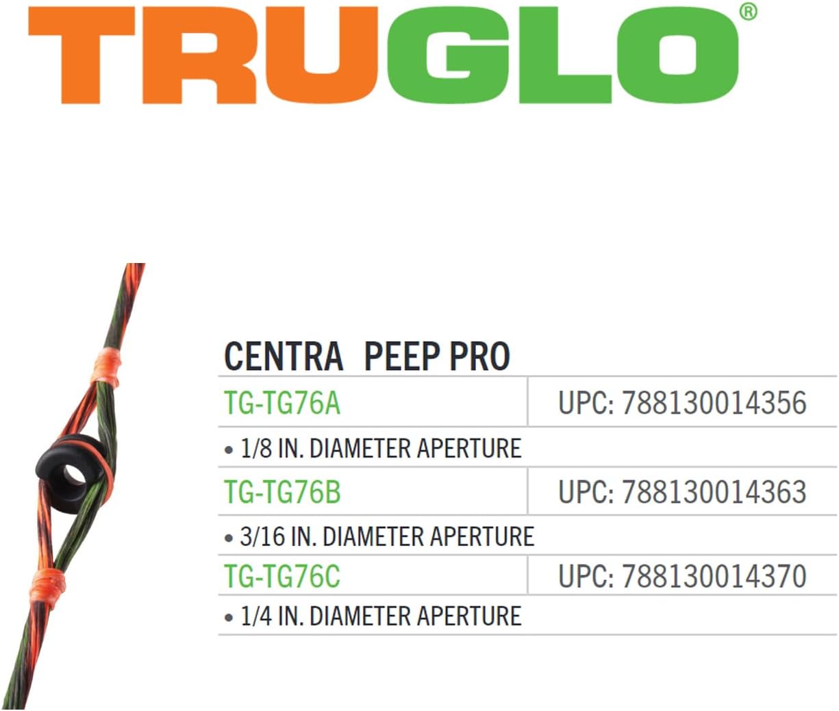 TRUGLO Centra Peep Pro Durable Lightweight Effective Versatile Easily Attached Hunting Archery Peep Sight - Diameter Options