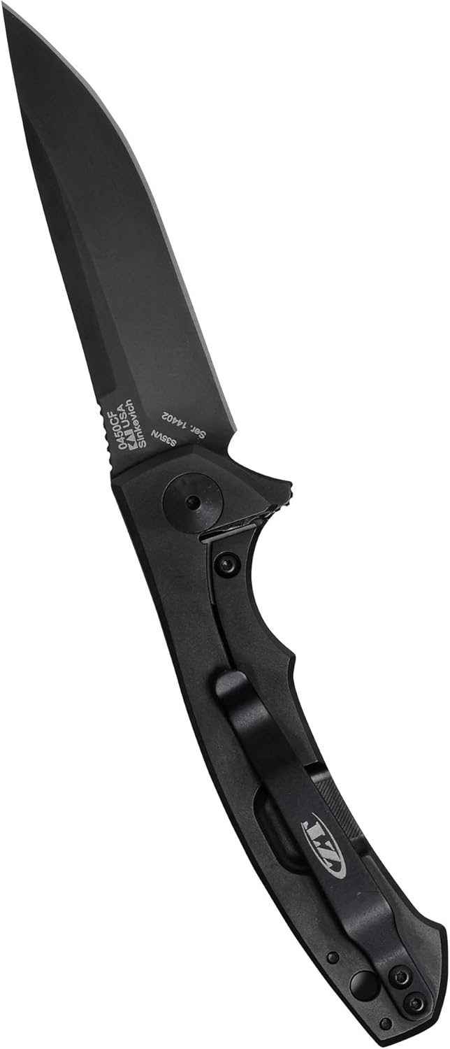 Zero Tolerance 0452CF; Pocket Knife with 4.1” Dual-Finished S35VN Steel Blade, Carbon Fiber Front and Titanium Back Handle Scales, KVT Ball-Bearing Opening, Frame Lock, Deep-Carry Pocketclip; 4.6 OZ.,Large