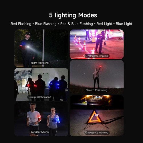 NEXTORCH Red and Blue Flashing Police Lights, Rechargeable LED Slap Bracelet Strobe Light for Police Law Enforcement Bike Riding Security, Night Safety Dog Walking Running Cycling Emergency 1 Pack