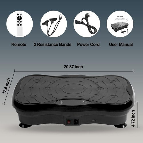 COSTWELL Vibration Plate Exercise Machine Whole Body Workout Vibration Fitness Platform Vibrating Exercise Board for Weight Loss. Home Gym Training Equipment with Resistance Bands. (Black)