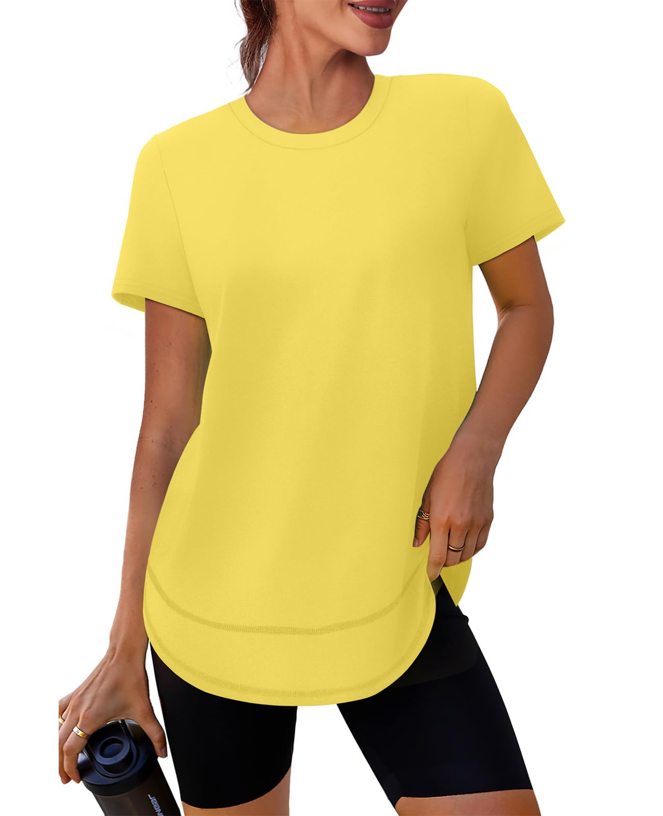 Summer Tops for Women 2026 Short Sleeve Workout Clothes Athletic Shirts Pilates Outfits Camisetas Deportivas para Mujer Blue L
