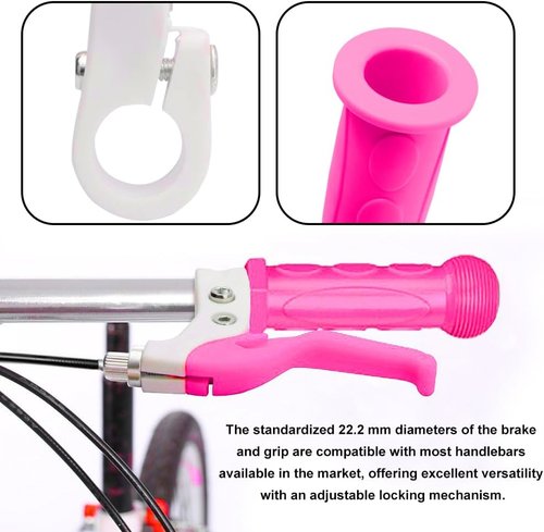 Children Bicycle Brake Lever Handlebar Brakes Bike Brake Lever Bike Grips Set Handlebar Grips for Children Bike (Light Pink(Brake levers+Grips Set))
