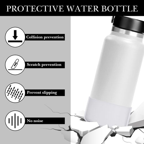 Linkidea Water Bottle Boot Compatible with Hydro Flask Wide Mouth Flex Cap/Straw Lid/Chug Cap 32oz/40oz, Silicone Bottle Bottom Sleeve Cover Protector, Bottle Bumper (Clear / 2 Pack)