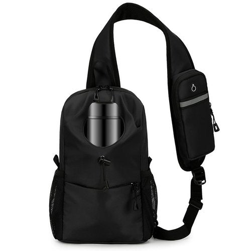 VANNMESTER Crossbody Sling Bag for Men Women Travel Sling Bag with Bottle Holder & Phone Pouch Lightweight One Strap Sling Backpack for Hiking Walking Biking
